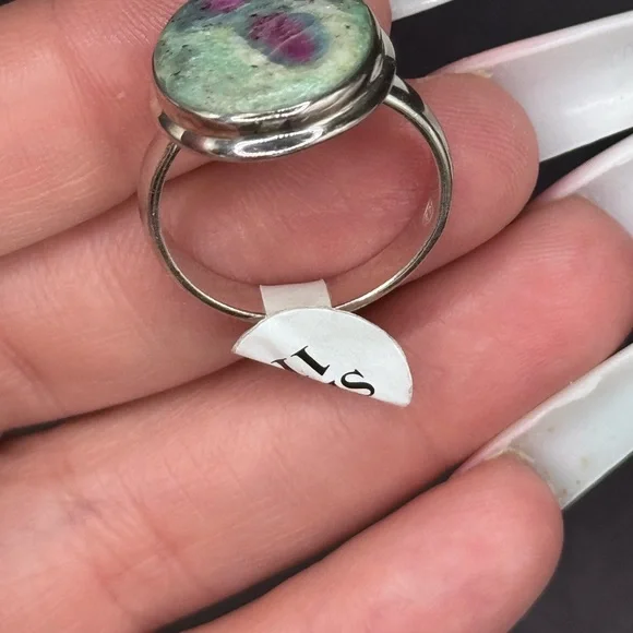 Ruby Fuchsite Genuine Gemstone Ring 925 Sterling Size 11 UV Ruby Luxury Jewelry - Picture 3 of 3